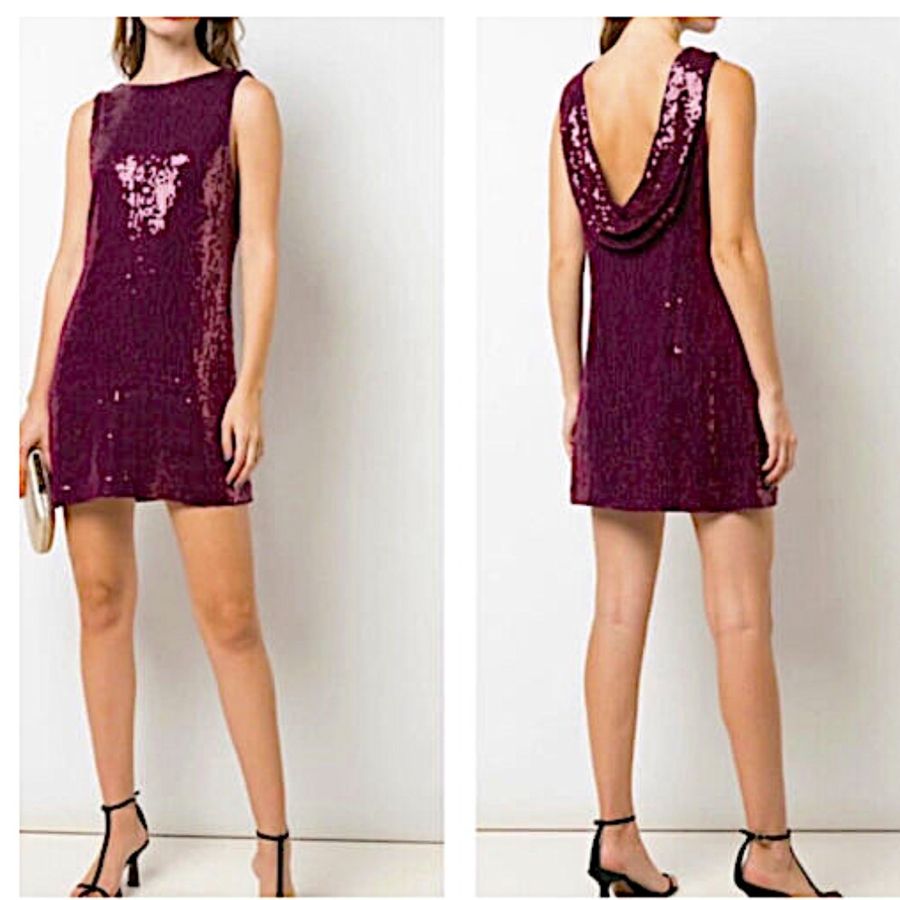 Alice + Olivia Kamryn Merlot Sequin Mini Dress